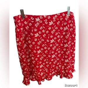 J. Crew Mercantile Floral Red Skirt